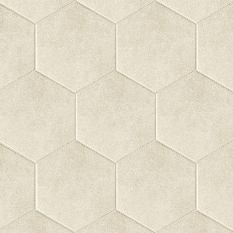 Handmade 9X10 Hexagon Porcelain Tile, White