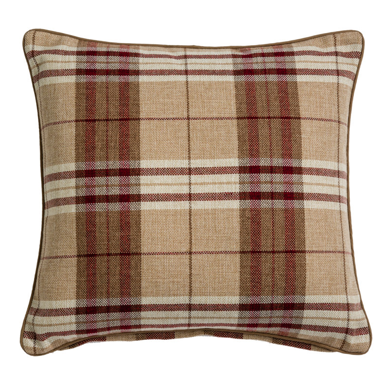 Colleyville Plaid Square Throw Cushion, 43 x 43cm, Red/Beige
