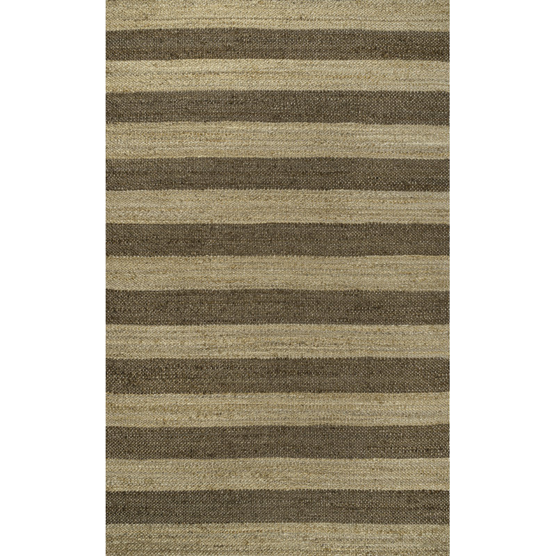 Zemple Rustic Farmhouse Woven Jute Stripe Natural/Brown Rug, Rectangulaire 8 pi x 10 pi