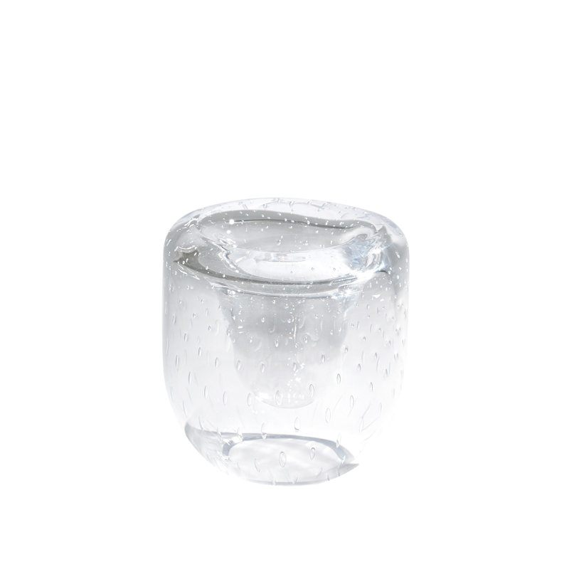 Double Take Vase-Clear Seeded-Tall, 5.75" H x 5.75" W x 5.75" D