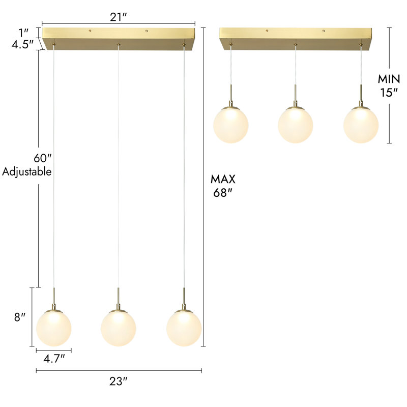 Yearb 3-Light Unique Modern Linear LED Chandelier