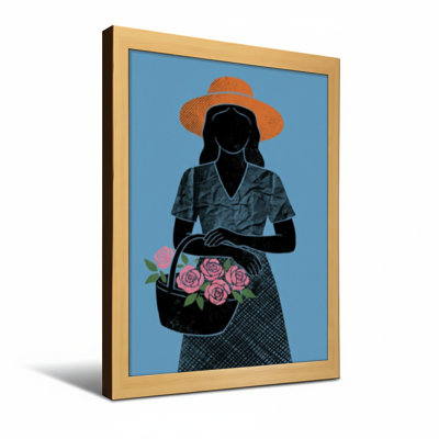 Abstract Woman With Hat Holding Flower Basket