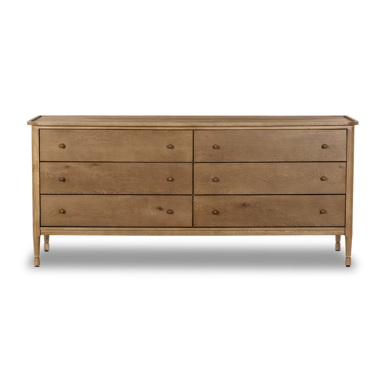 Franny 6 Drawer Dresser-Saddle Brown Veneer, Saddle Brown Veneer