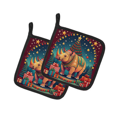 Paire de poignées Rhinoceros Christmas