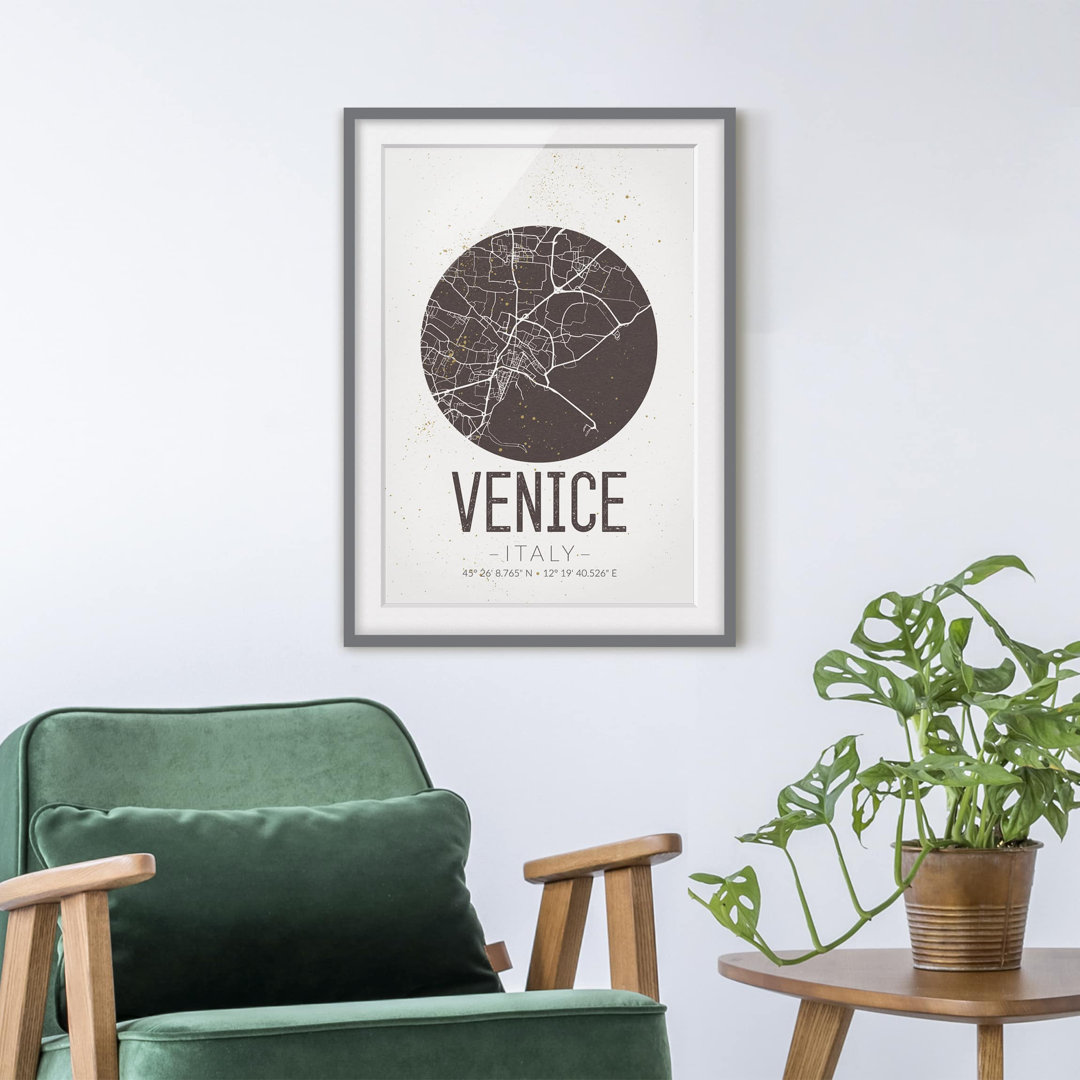 Poster Retro Venedig Straßenkarte