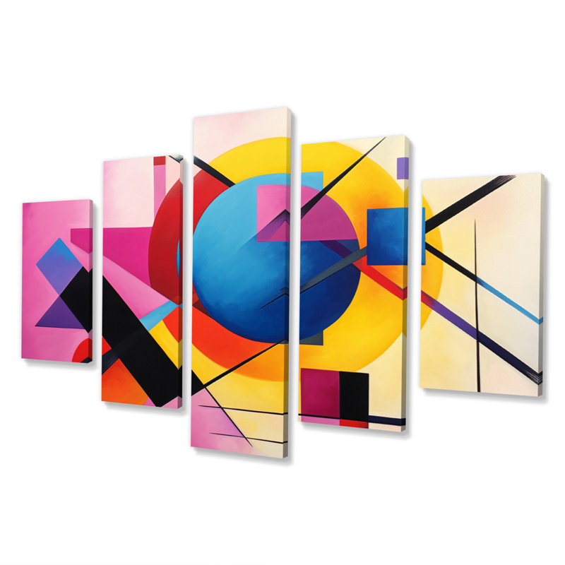 Impression sur toile abstraite colorée, "Supreme suprematism Essence of Pure III" - 5 panneaux