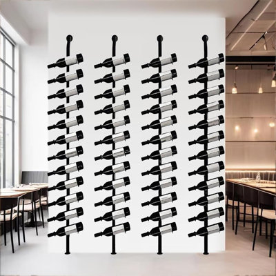 Large Wall Mount Wine Rack, H 72.8Inch Wall Mounted Shelves For Bar, Holds 12 Metal Wine Storage Holder, For Commercial Restaurants Pantry Bar Wine Ce