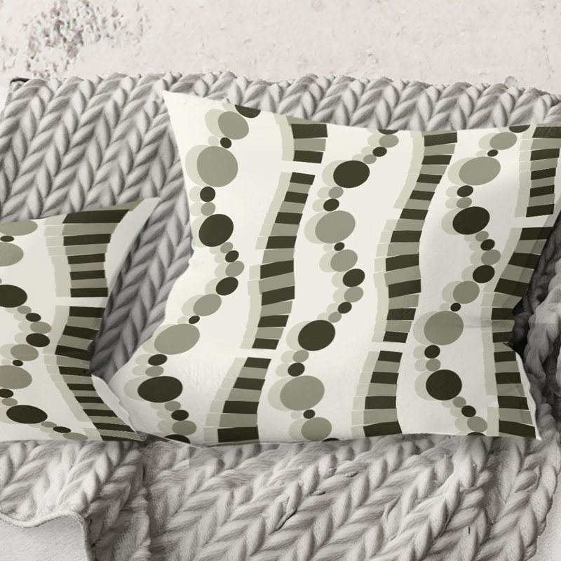 Motif géométrique monochrome VI - Coussin Mid-Century, 18 po x 18 po