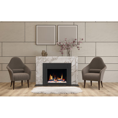 Insertion de foyer électrique intelligent de 38 po Litestar ZEF38VC - Contrôle de l'application WiFi, bûches respirantes avec pierres concassées et décor de foyer en verre ambré réfléchissant, couleurs de flammes multiples, son craquelé, chauffe-foyer intégré