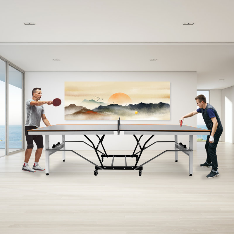 Table de tennis de table d'intérieur pliable de taille réglementaire Durable avec raquettes (180 mm d'épaisseur)
