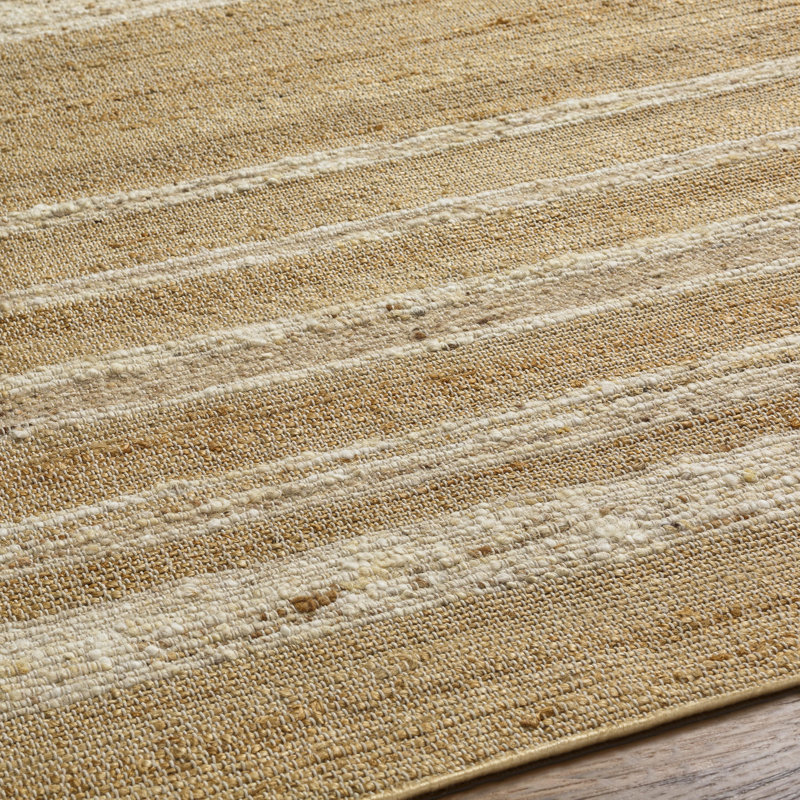 Striped Area Rug in Camel, Ivory, Rectangle 9' x 12'