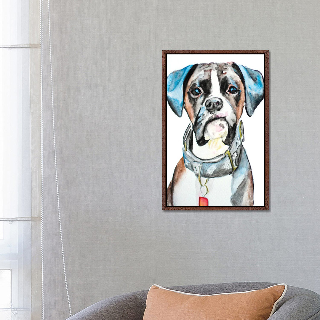 Banjo The Boxer von Allison Gray - Galerie-verpackte Leinwand Giclée auf Leinwand