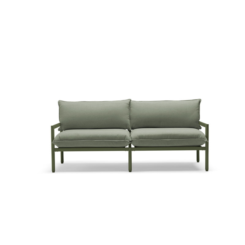 70.5'' Olive Aluminum Outdoor Loveseat with Sunbrella Cushions