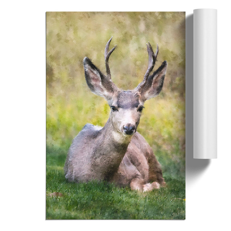 A Resting Deer Painting - Frameless Print, 59cm H x 42cm W x 0.1cm D