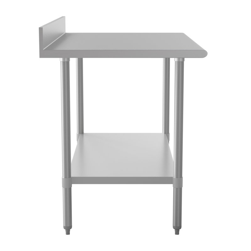 Commercial Stainless Steel Kitchen Prep Table with Adjustable Shelf and Backsplash