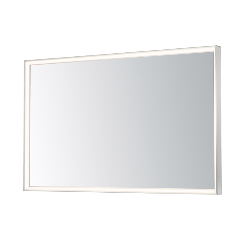 Miroir biseauté à DEL, Argent argent, 30 po x 48 po