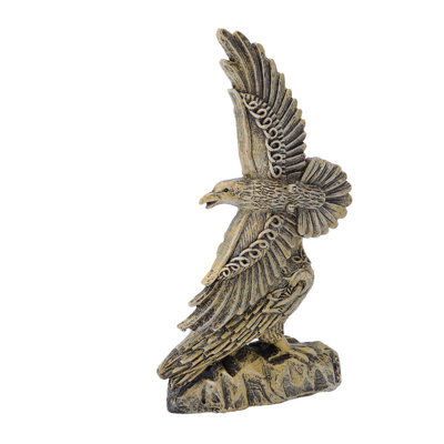 Aigle statue en résine couleur laiton Figurine volante rétro pour décoration de bureau