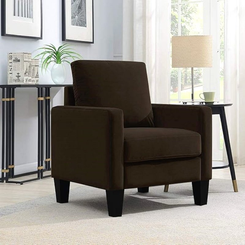 Tissu d'ameublement en microfibre brun 1 pièce Mid-Century, Brun