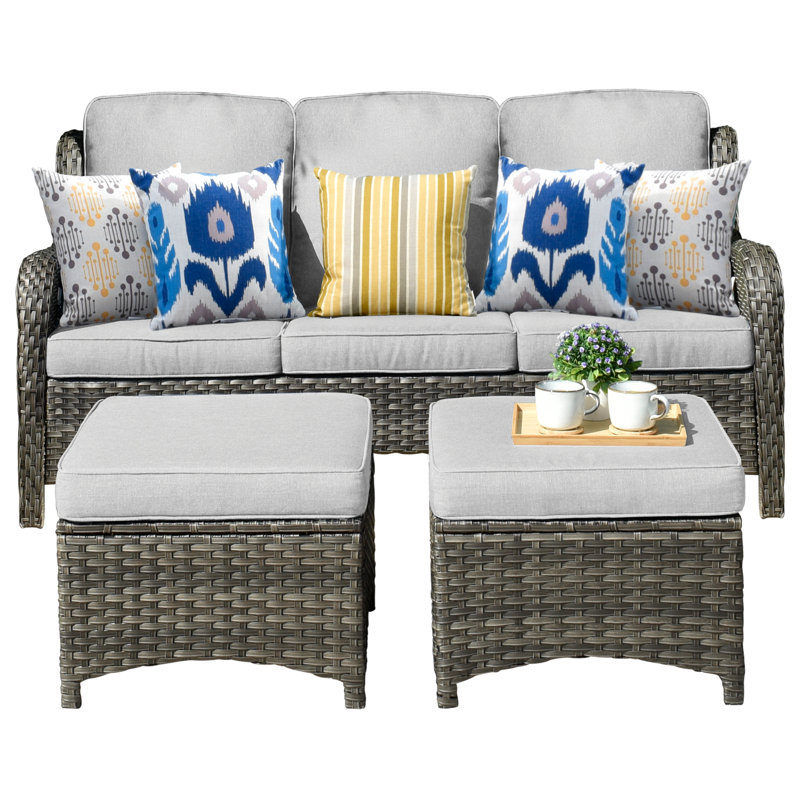 5 - Person Patio Conversation Set with Cushions, Gray