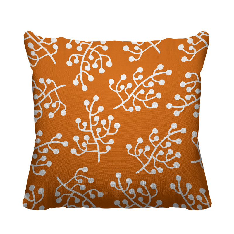 Coussin intérieur / extérieur Charis Wild Flower, 17 po x 17 po, Orange, Carré