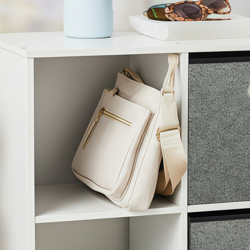 Support de rangement à grande capacité à 8 compartiments, blanc polyvalent., (2 Shelves) 47.6"H x 23.6"W x 11.5"D, Blanc