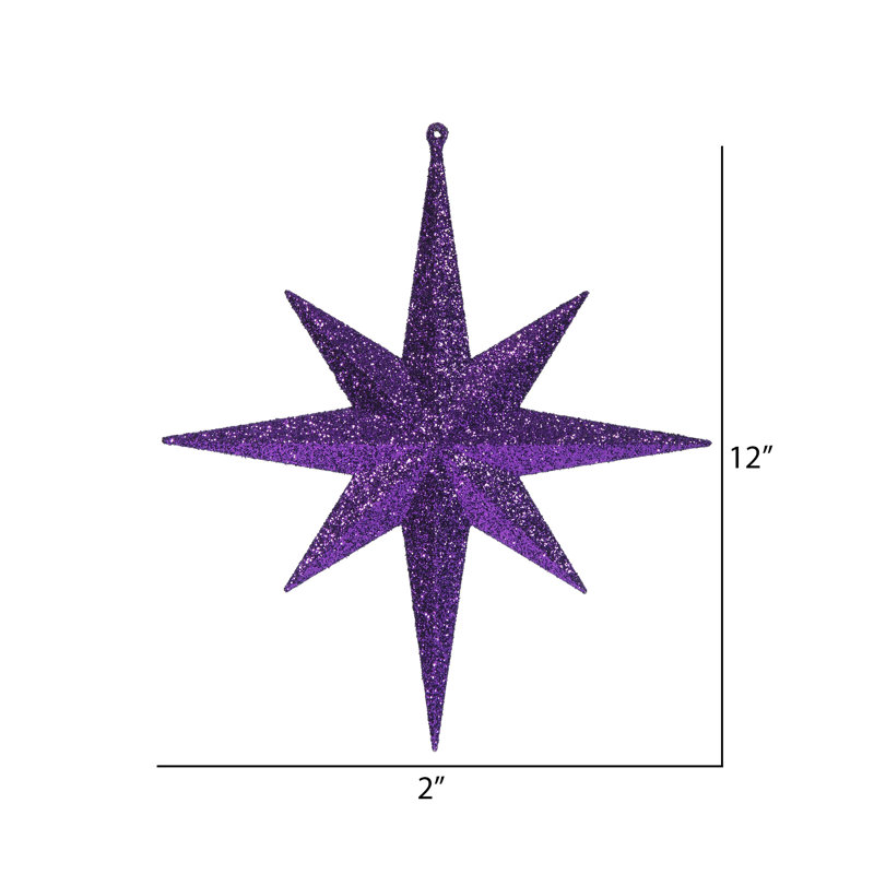 Ornement étoile de Bethléem scintillant, H 12 po x l 12 po x P 2 po, Mauve