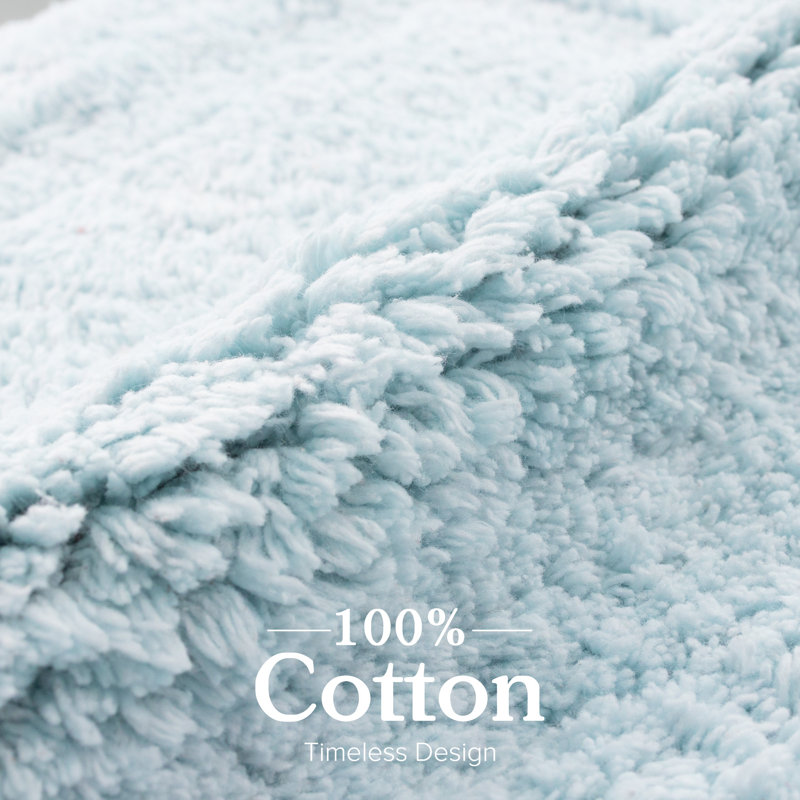 Tapis de bain antidérapant 100% coton, Simple - L 32 po x l 32 po, Bleu pâle