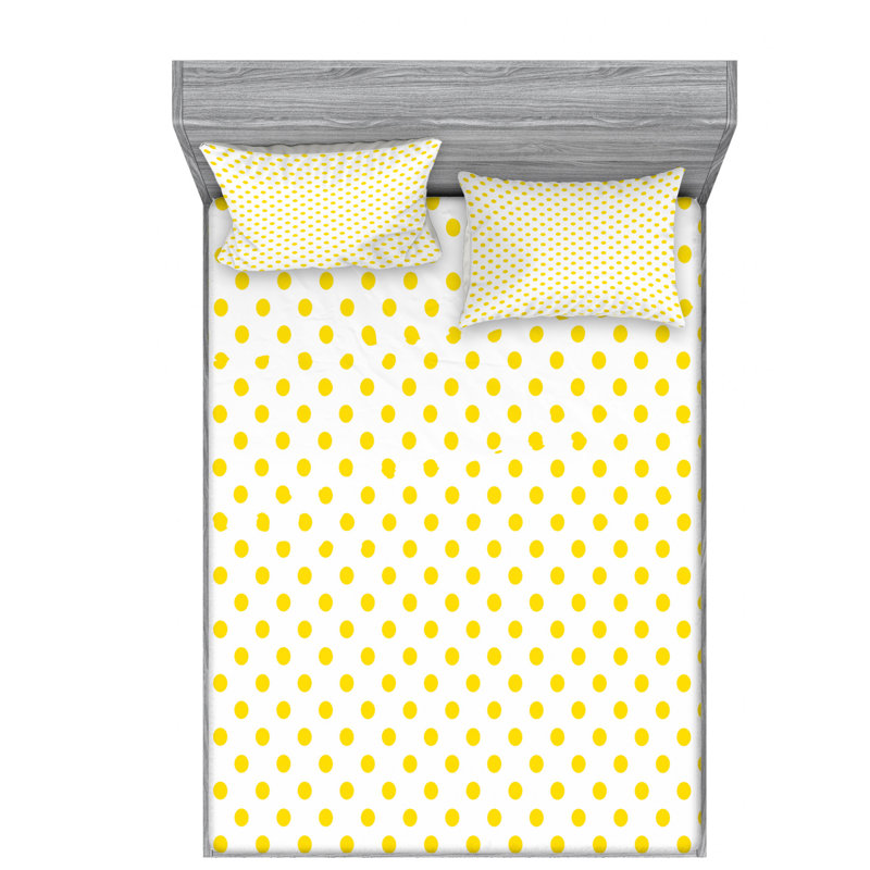 Microfiber Polka Dots Sheet Set, Full Sheet Set with 2 Pillowcases