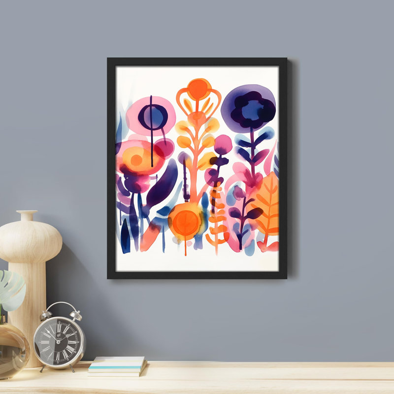 «Watercolor Wildflowers Illustration Realism Rustic Nature Relax / Calm Multicolor Office» sur papier, Noir