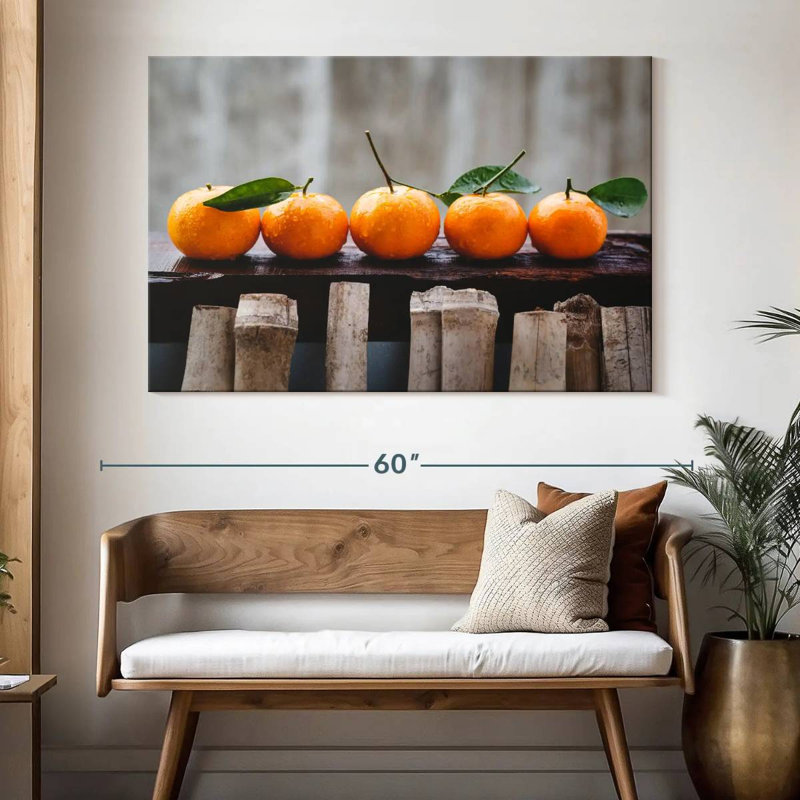 Yarlin mandarine et fruits orange, H 34 po x l 51 po