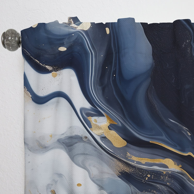 Gatik - Blue And White Enigmatic Stones IV - Modern Velvet Curtain - Room Darkening - 1 panel, 52" W x 90" L