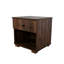 Grand lit tapissier grand avec 2 tables de chevet, couleur pierre, gris, bordures en noyer, tablettes et côtés en pierre, 100% côtés, poignées à panneaux