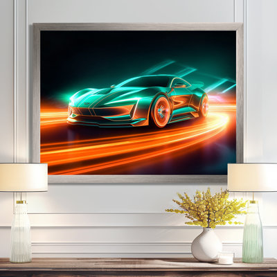 «Teal Neon Exotic Car II», reproduction sur toile