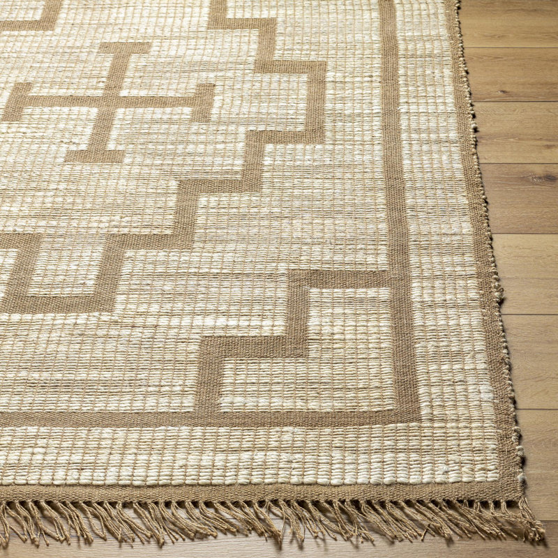 Envoy Moroccan Handmade Flatweave Jute/Sisal Area Rug in Khaki/Camel, Rectangle 8' x 10'