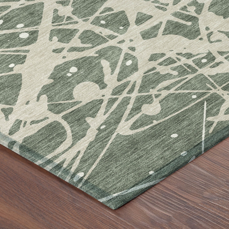 Machine Washable Indoor/Outdoor Chantille ACN2597 Abstract Rug, Basil, 2'6" x 3'10"