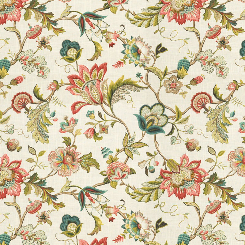 Ingrid Fabric, Green/White/Pink