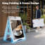 Panneau publicitaire de trottoir de type chevalet avec base lestée remplie d'eau, affichage double face 56 x 71 cm avec protections transparentes pour affiches, PEHD, blanc