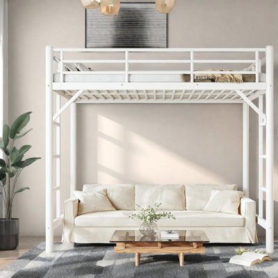 Lits peu encombrants avec rangement, lit mezzanine simple en métal, chambre à coucher moderne