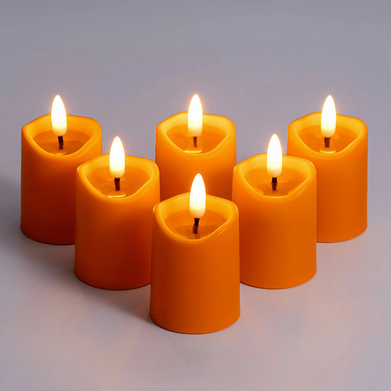 Mini-piliers à pile à mèche 3D à piles - 6 pièces, Orange