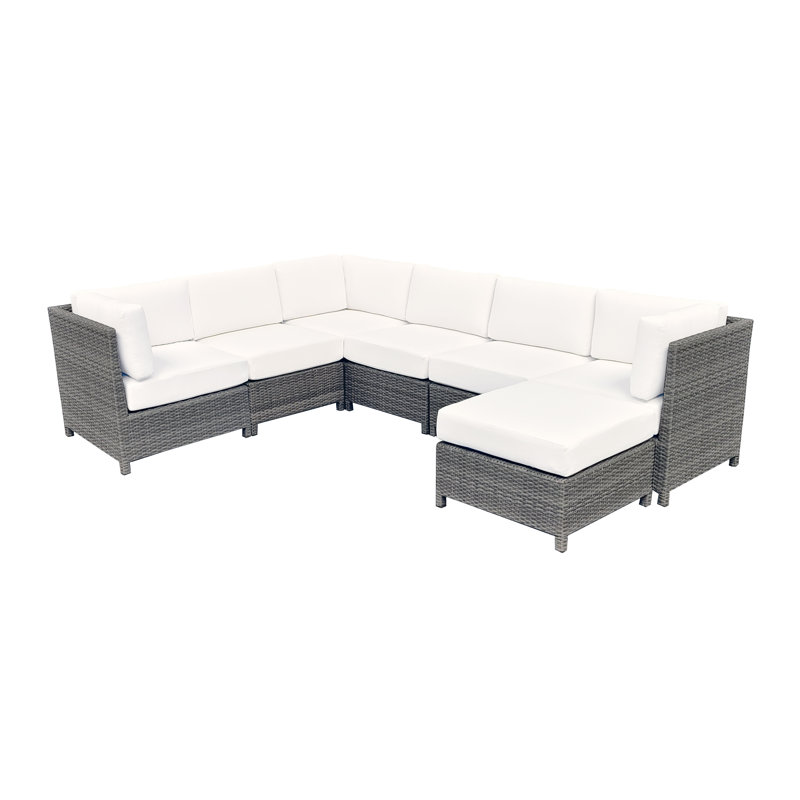 7 Pc Wicker Sectional Set, 7