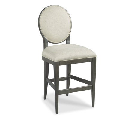 Ovale Upholstered Stool with Solid Wood Frame
