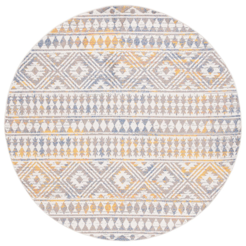 Fawcette Performance Geometric Rug, Round 6'7"