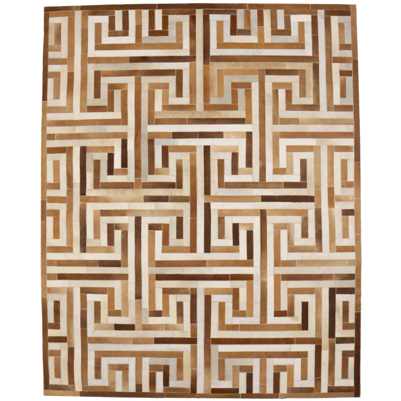 Tapis beige moderne en similicuir 8X10, Rectangle 8 pi x 10 pi