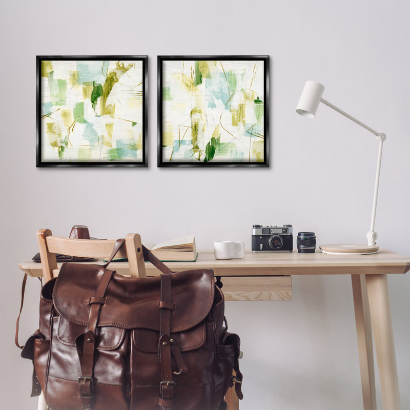"Abstract Chaotic Patterns", ensemble de 2 toiles flottantes encadrées par June Erica Vess, Cadre flottant noir de jais