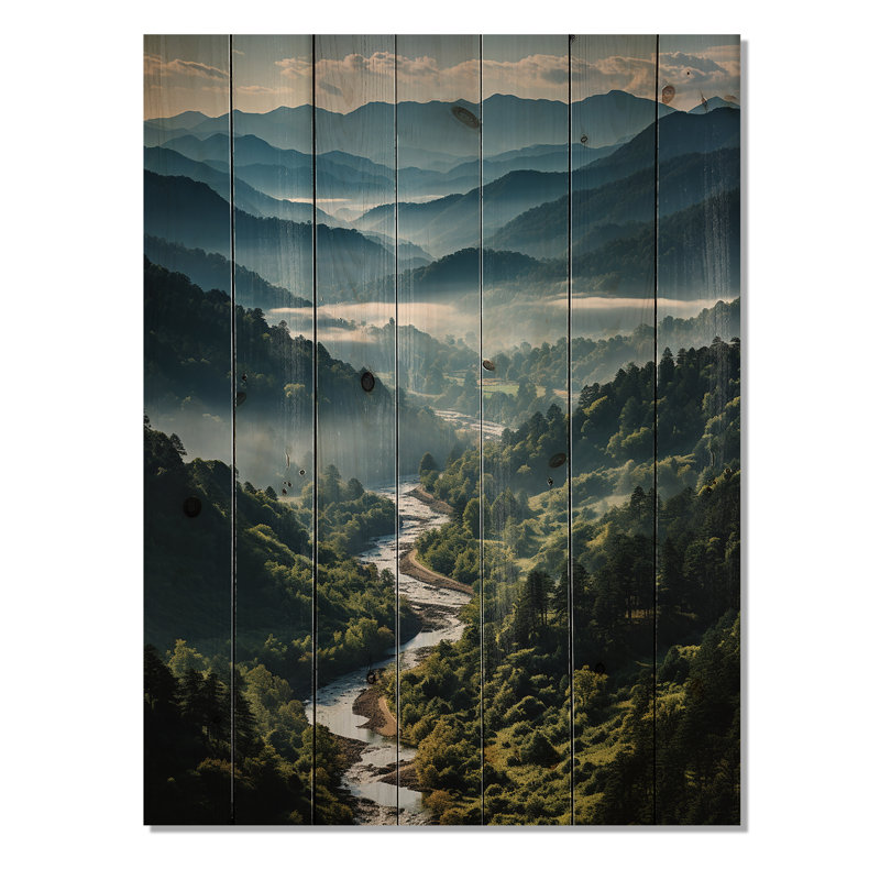 Greigh - Paysages, décoration murale sur bois de pin naturel, H 32 po x l 24 po