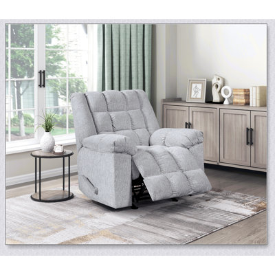 Chaise inclinable à bascule avec revêtement en chenille gris clair pour un confort et une élégance inégalés dans les salons