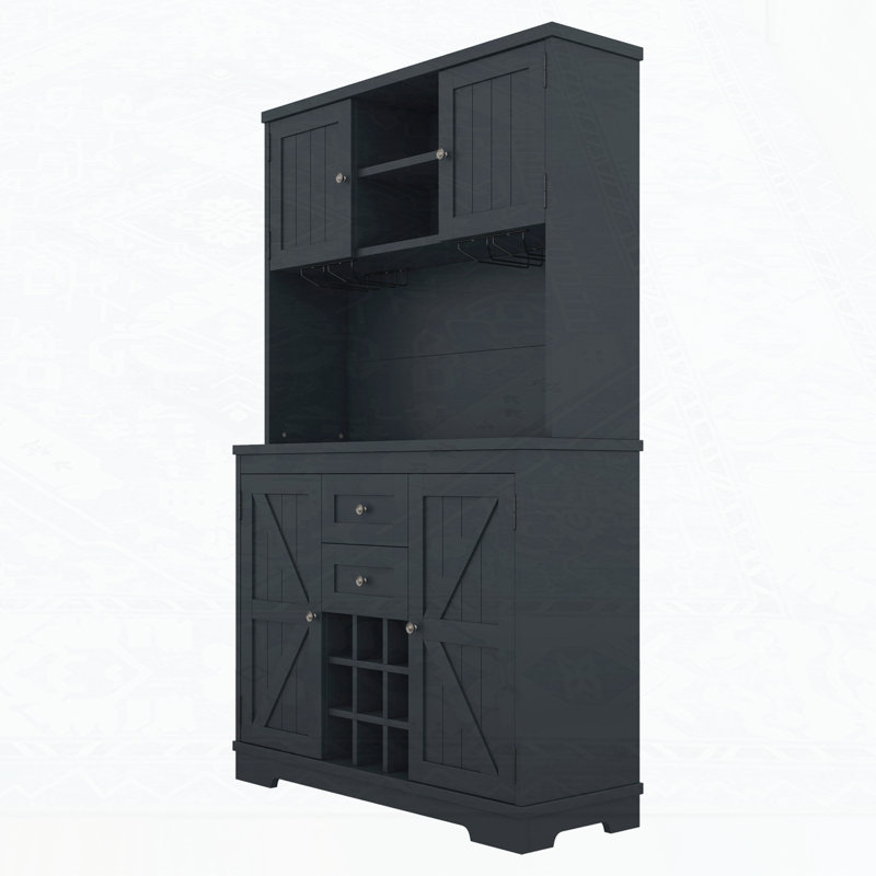 Coffee Bar Cabinet Kitchen Cabinet with Storage, Antique Blue