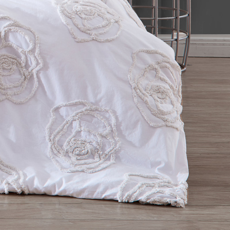 Ensemble de housse de couette en coton rose ivoire Betsey Johnson, Housse simple et 1 taie décorative