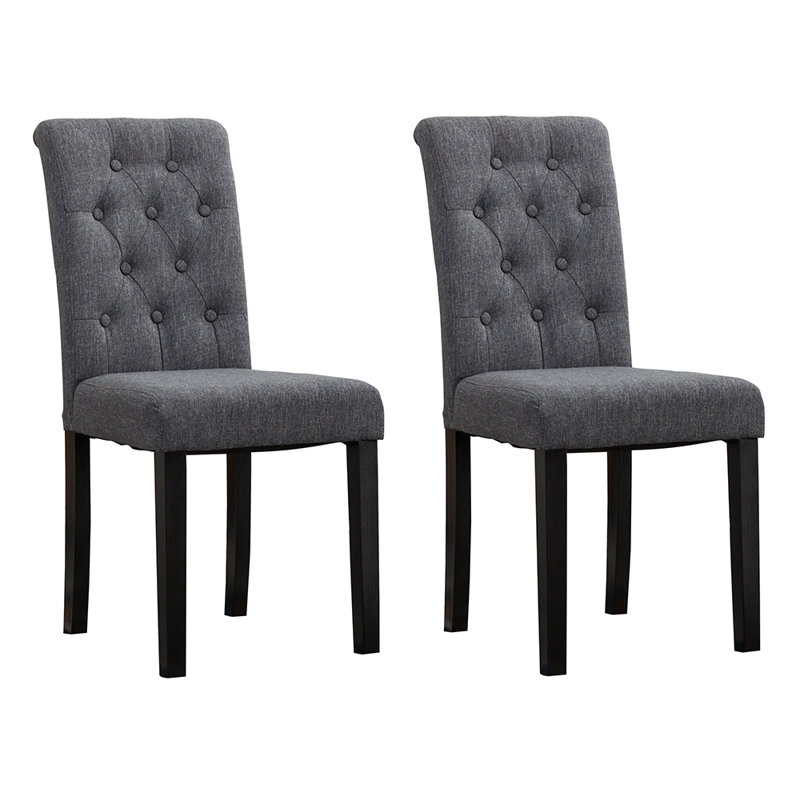 Brainard 46cm H Tufted Upholstered Side Chair, Grey, 4