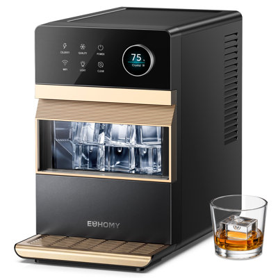 EUHOMY 2" Crystal Clear Ice Maker, Smart APP Control, 110 Pcs/Day Countertop Cube Machine for Home Bar & Parties